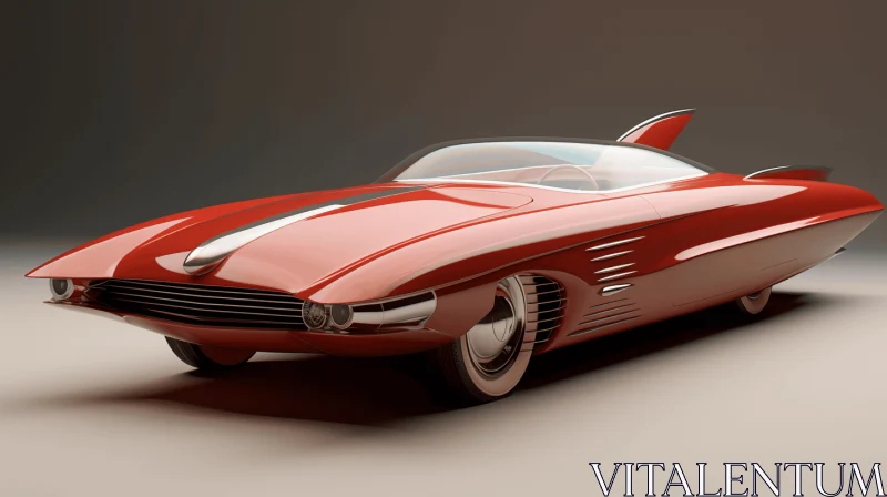 AI ART Red Futurist Car in American Mid-Century Design - Artistic Masterpiece