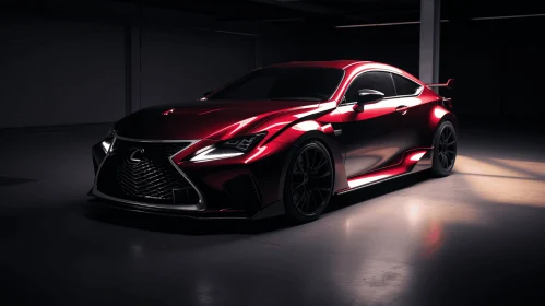 Red Lexus Sports Car in Futuristic Chromatic Waves - Hyperrealistic Artwork