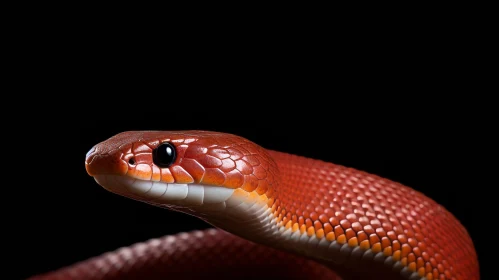Red Snake Close-Up on Black Background