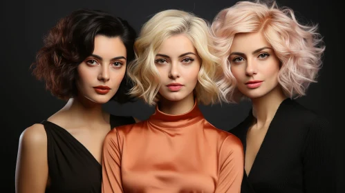 Serious Expressions: Three Women with Different Hair Colors