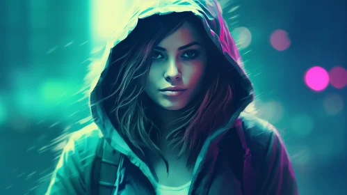 Serious Woman Portrait with Hood