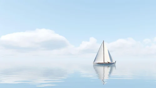 Tranquil Sailboat Scene on Calm Sea