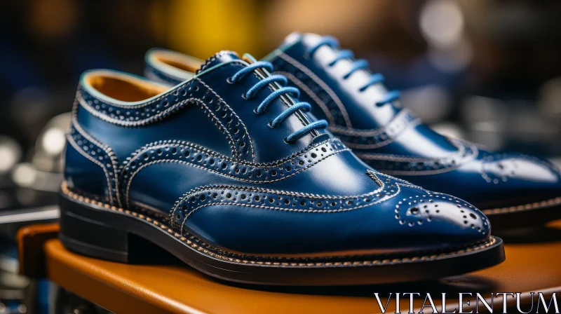 Blue Leather Shoes - Classic Design for Formal Occasions AI Image