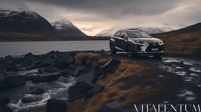 Captivating Lexus SUV in Motion with Watery Background among Mountains AI Image
