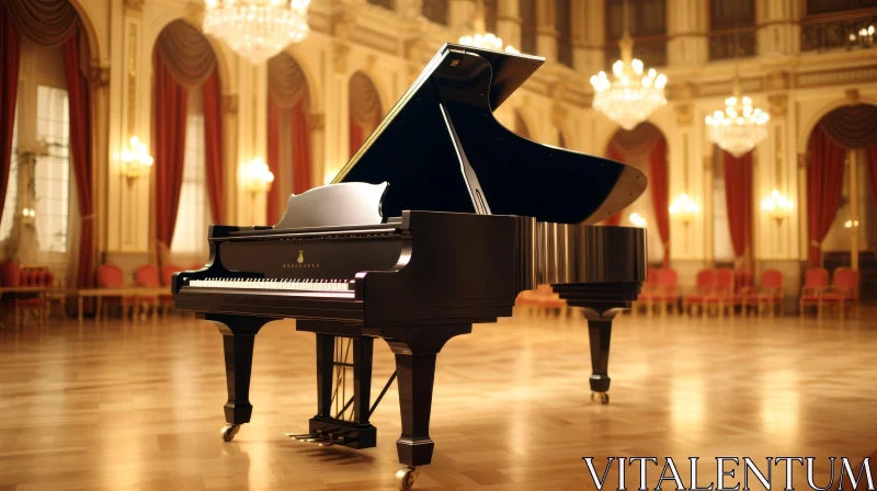 Elegant Ballroom with Grand Piano AI Image