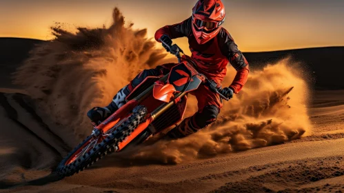 Extreme Dirt Bike Riding in Sandy Desert