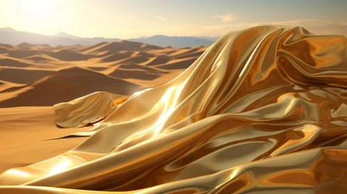 Golden Silk Cloth Draped Over Desert Landscape