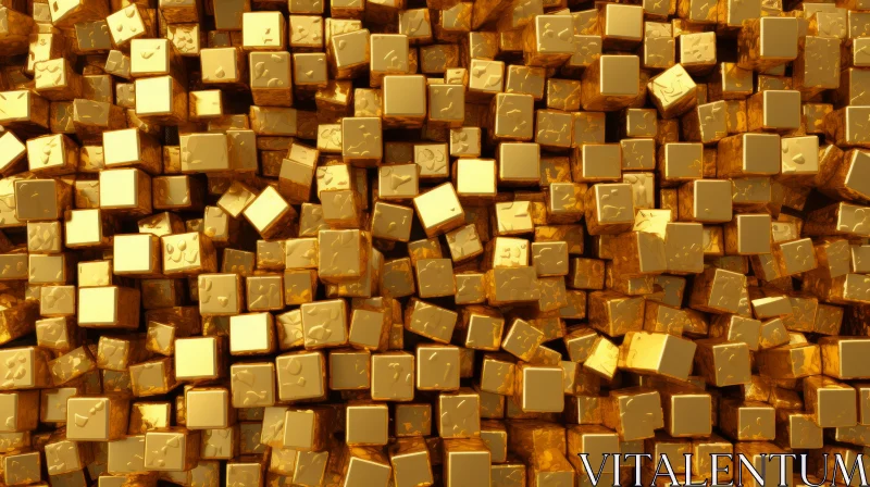 Luxurious Golden Cubes 3D Rendering AI Image