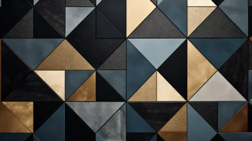 Blue Gray Brown Triangle Mosaic - Geometric Chaos Pattern
