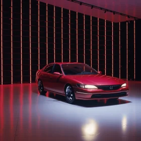 Captivating Red Honda Accord in Dimly Lit Room | Futuristic Car Photography