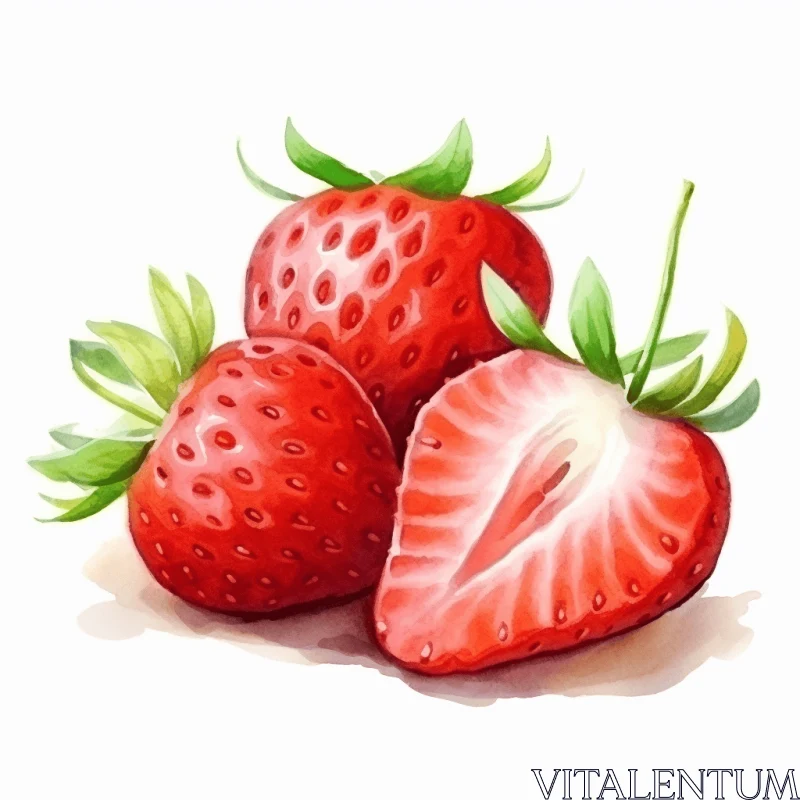 Colorful Watercolor Strawberries Illustration | Angelcore Aesthetic AI Image