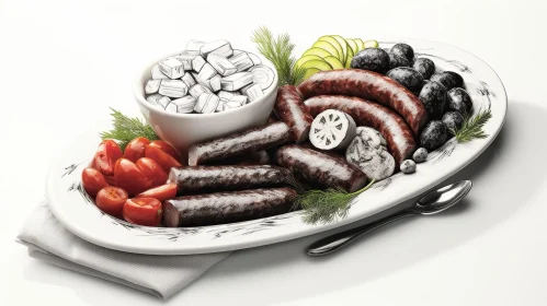Delicious Plate of Food with Sausages and Cheese Curds