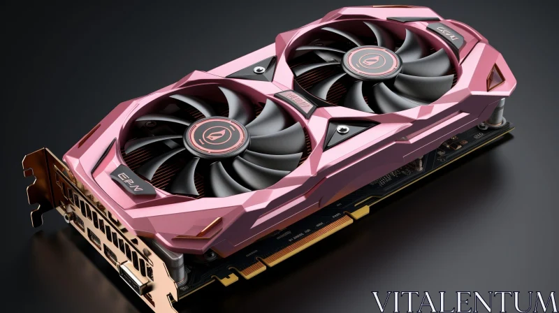 Pink and Black Graphics Card with Two Fans AI Image