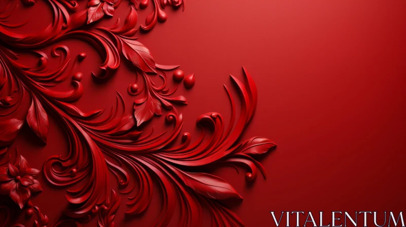 Red Floral Pattern - 3D Rendering AI Image