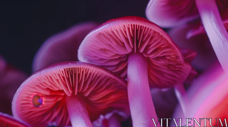 Pink Mushroom Close-Up | Vibrant Fungi Photography AI Image