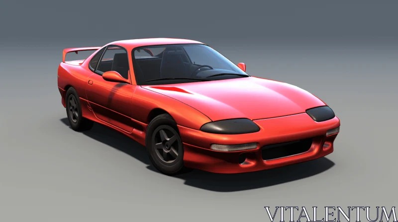 Red Sports Car 3D Model | Classic Japanese Simplicity | 1990s | Realistic AI Image