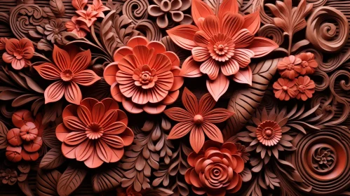 Terracotta Floral Wall Sculpture | Realistic 3D Rendering