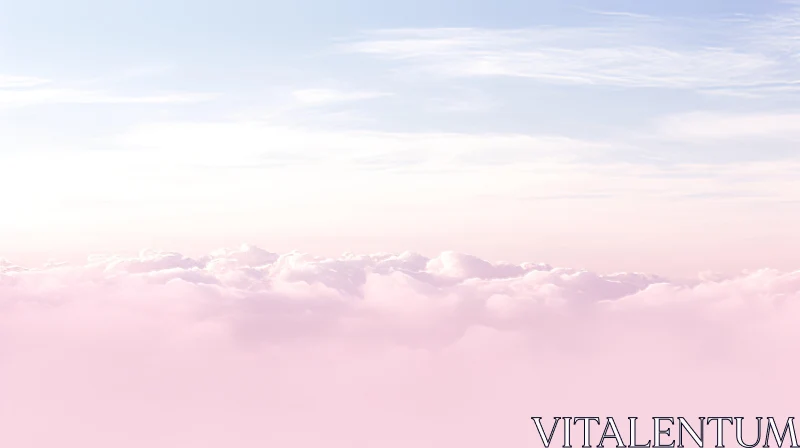 Tranquil Pink and Blue Sky with Fluffy Clouds AI Image