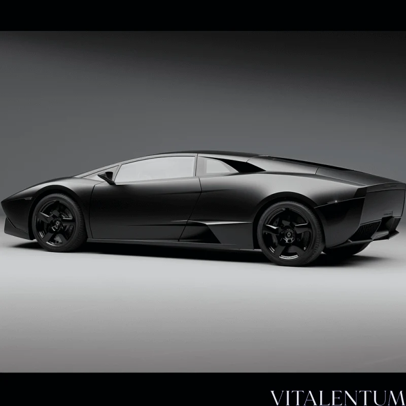 Black Lamborghini Supercar: Monotone Gothic-Influenced Render AI Image
