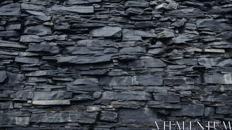 Dark Gray Slate Rock Stone Wall Texture AI Image