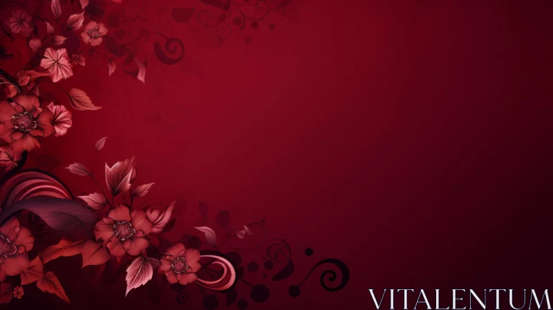 Dark Red Floral Background AI Image