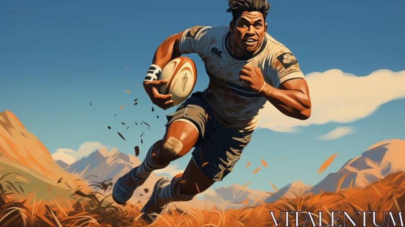 AI ART Dynamic Rugby Player Artwork