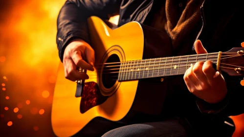 Man Playing Acoustic Guitar - Musical Performance Image