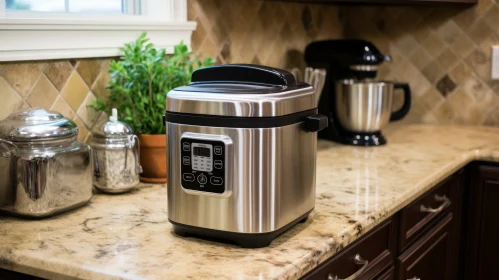 Modern Stainless Steel Multi-Cooker in Kitchen Setting