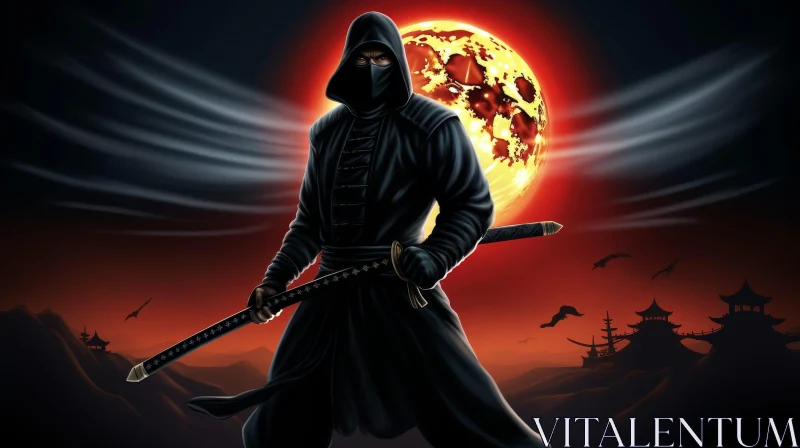 Moonlit Ninja - Digital Painting AI Image