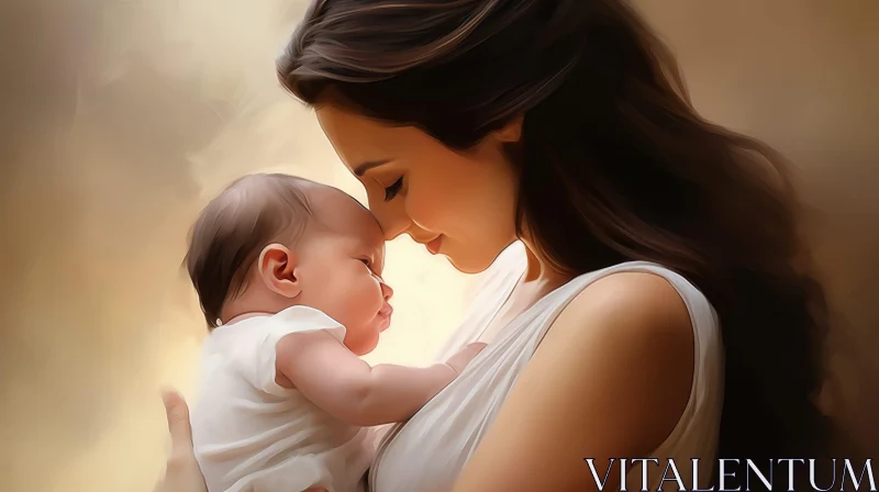 Mother and Baby Embrace: A Touching Moment of Love and Serenity AI Image