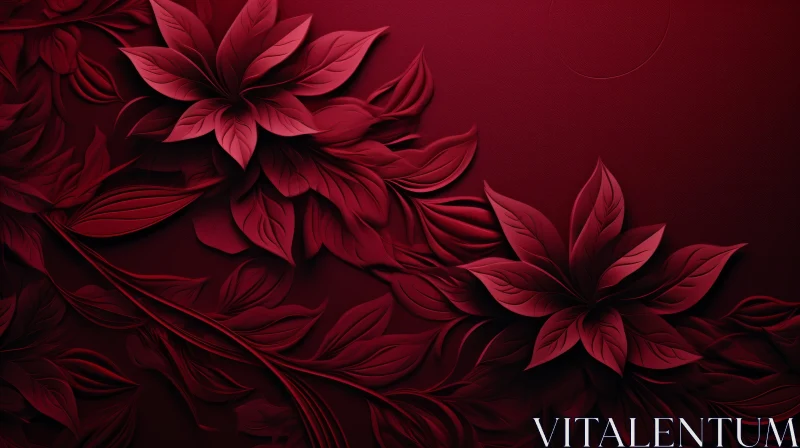 Red Flower 3D Rendering on Dark Background AI Image