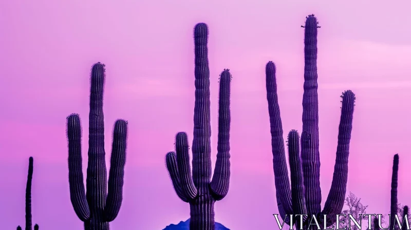 Saguaro Cacti Sunset Desert Landscape AI Image