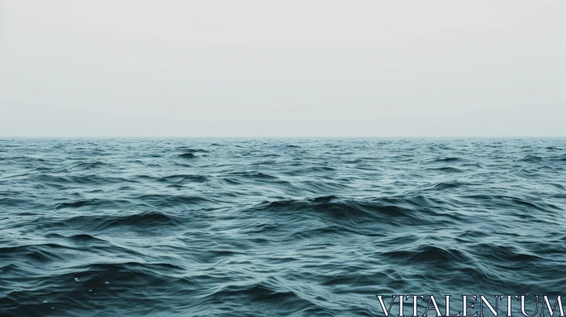 AI ART Tranquil Ocean Scene: Deep Blue Water and Serene Waves
