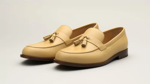 Yellow Leather Tassel Loafers - Stylish Footwear on White Background