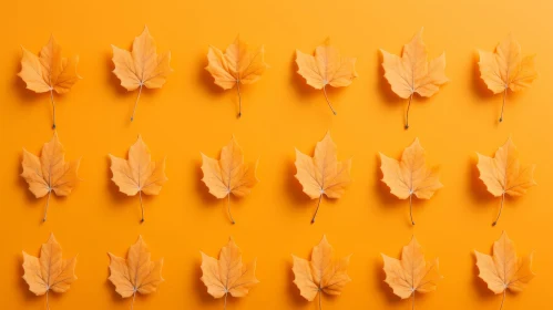 Autumn Leaves Pattern on Orange Background