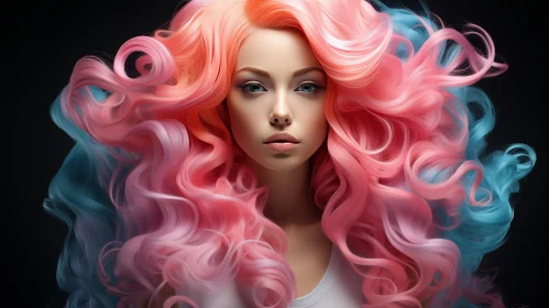Ethereal Woman with Pink and Blue Hair