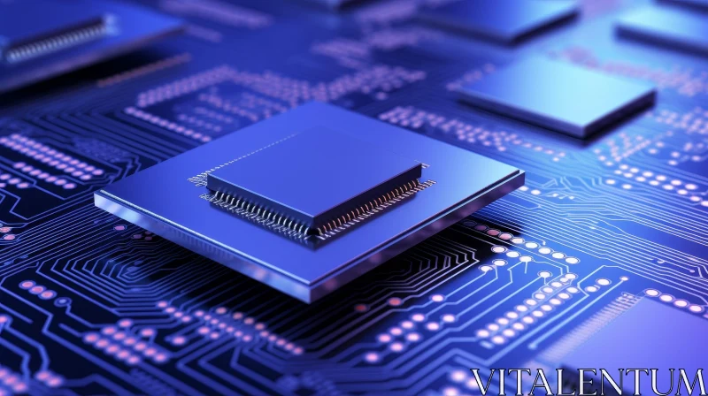 AI ART Intricate Computer Processor on Circuit Board - Technology Marvel