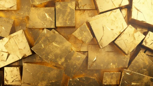 Intricate Gold Cubes 3D Rendering