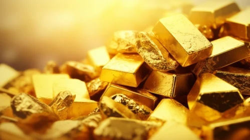 Luxurious Gold Bars and Nuggets - Shiny Wealth Display