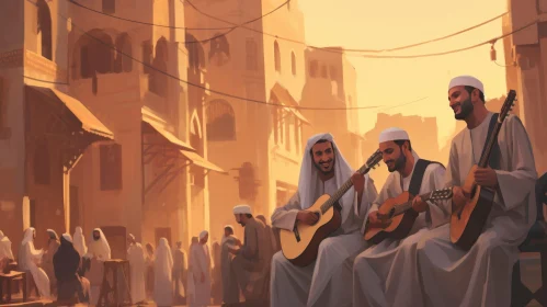 Middle Eastern Marketplace Guitar Players Scene