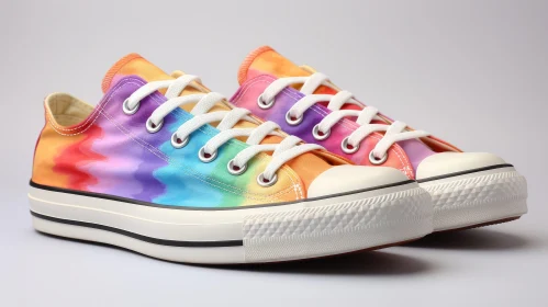 Multi-Colored Sneakers on White Background