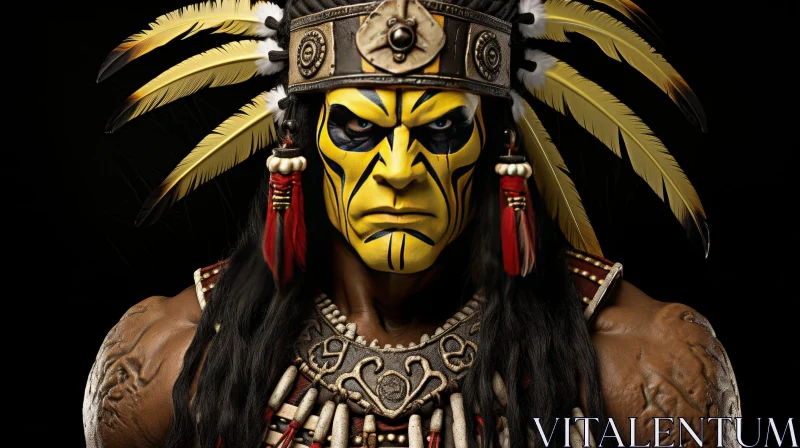 AI ART Native American Man Portrait with Traditional Headdress