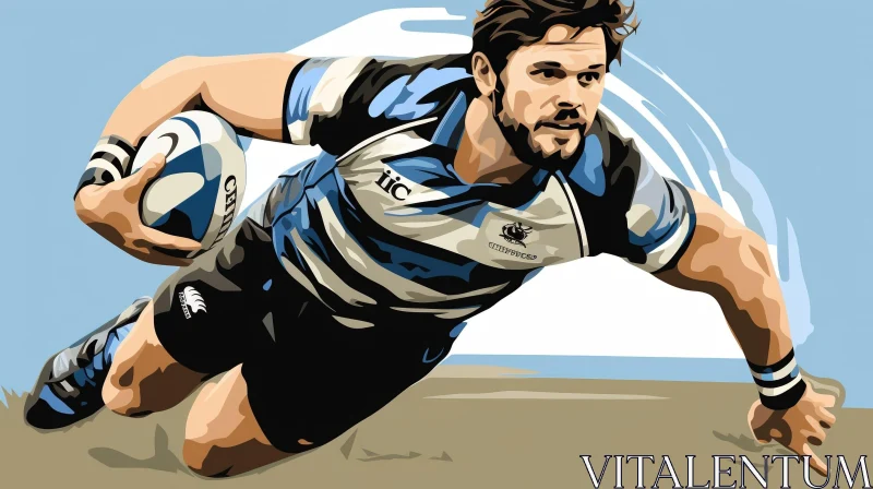 Dynamic Rugby Player Illustration in Action AI Image