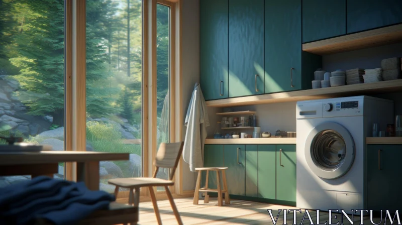 Forest View Laundry Room - Interior Design Inspiration AI Image