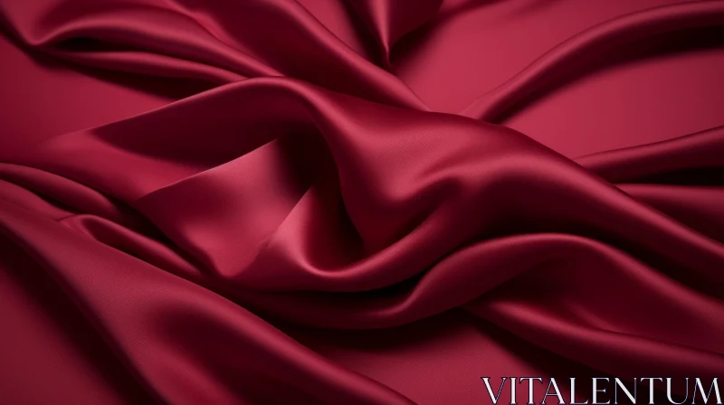 Red Silk Fabric Close-Up | Shiny and Flowing Texture AI Image