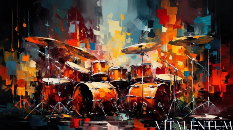 Colorful Drum Set Digital Painting AI Image