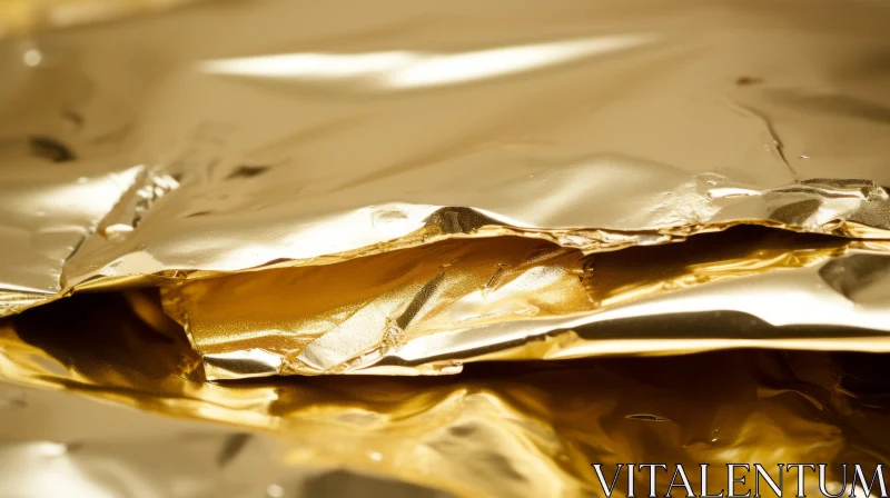 Crumpled Gold Foil: Abstract Reflections AI Image