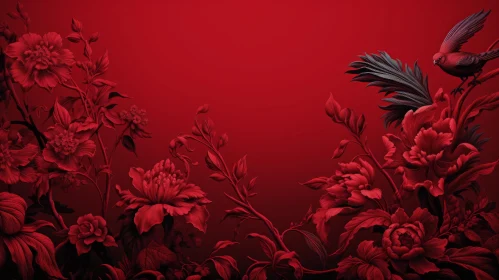 Elegant Red Floral Pattern - Wallpaper and Fabric Design