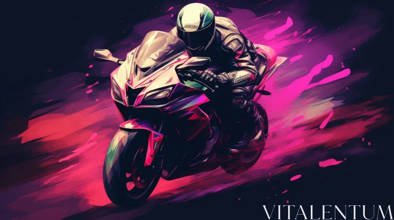 AI ART Motorcyclist Digital Painting - Comic Style Artwork