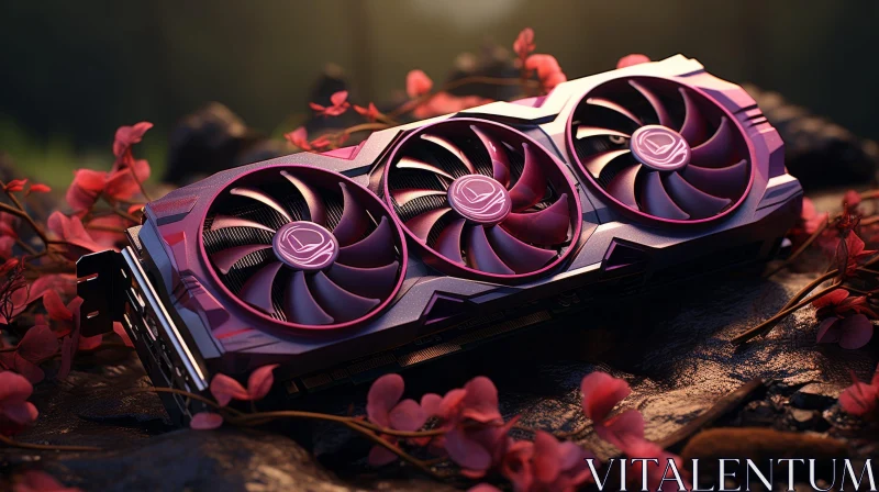 AI ART Pink and Black Graphics Card with Flowers